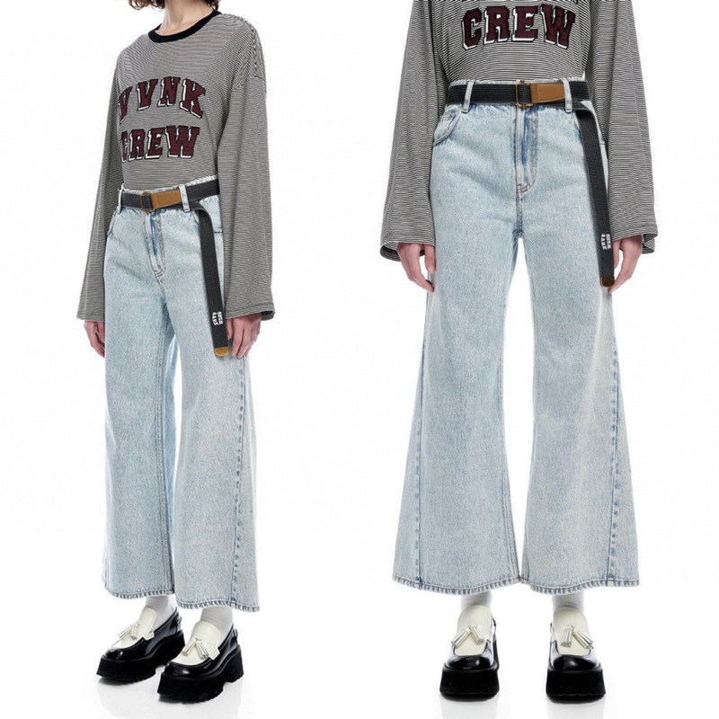 (Xindian Welfare) [Kui Qing 95] VTG Snowflake Texture IV Organic Cotton Twisted and Stitched Nine-point Micro-La Jeans