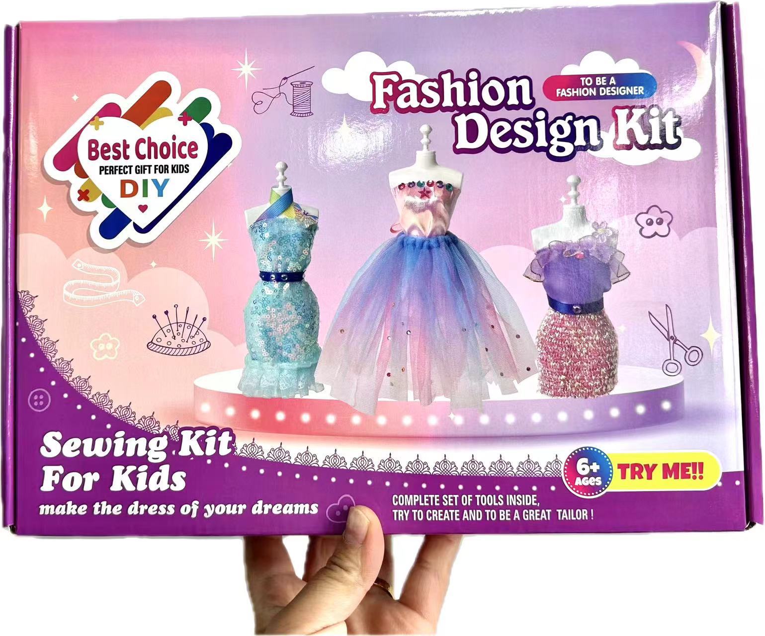 Gjør-det-selv-klærsett håndlaget design leketøy jente prinsessekjole kjole design gave_voghion.com