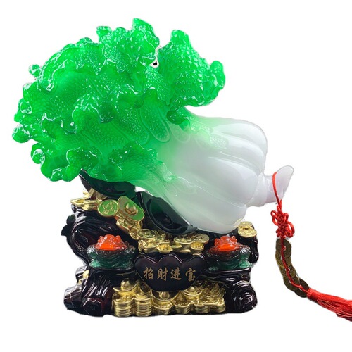 New model on the market, resin imitation jade to attract wealth, precious jade cabbage ornaments, creative wealth-promoting living room entrance hall ornaments wholesale