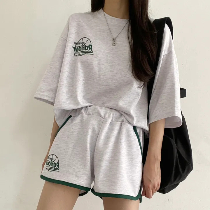 Sports shorts short-sleeved T-shirt two-piece women's summer wear 2024 New versatile loose slimming casual fashion suit
