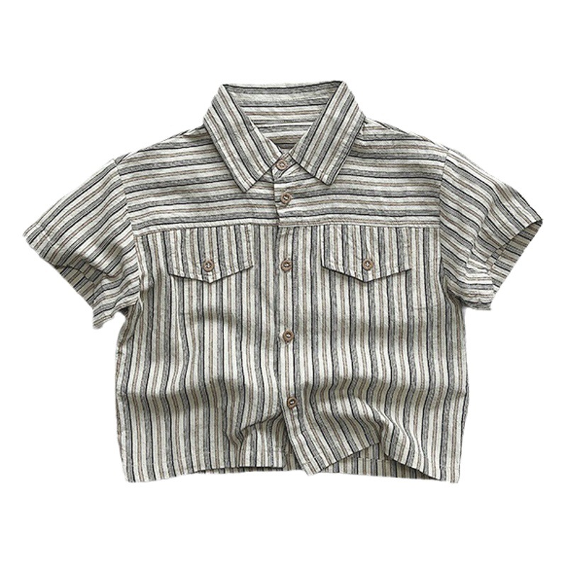 Niños camisa de manga corta en verano niño vertical bar personalidad femenina coreana Sen marea niños camiseta niños Chaqueta de algodón