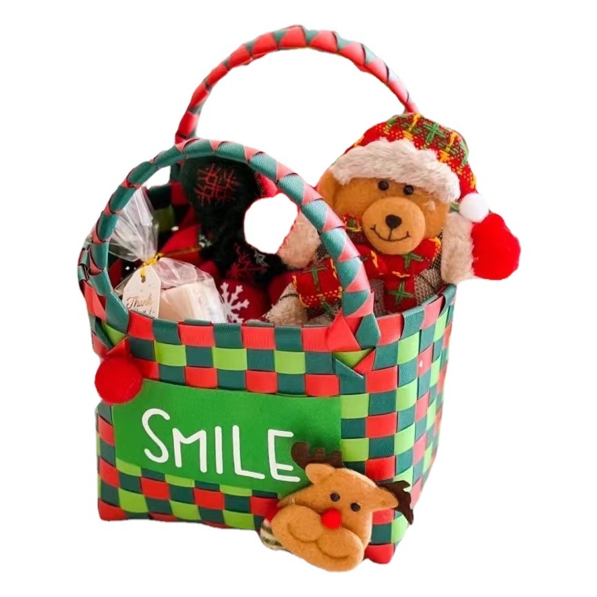 Pequeño Libro Rojo frito calle cesta de verduras bolso tejido color tejido cesta de verduras bolsa portátil cesta de dibujos animados DIY regalo