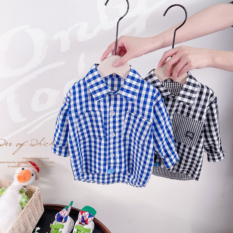 Camisa a cuadros para niños, primavera y otoño, camisa de manga larga de algodón puro para bebés, camisa holgada para niños, nueva ropa infantil para otoño 2025