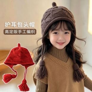 ᘿ�Ů��ͯ�r�а״�СŮ����ɫë��ñ��Ůͯ�ﶬ���¿ůñ��