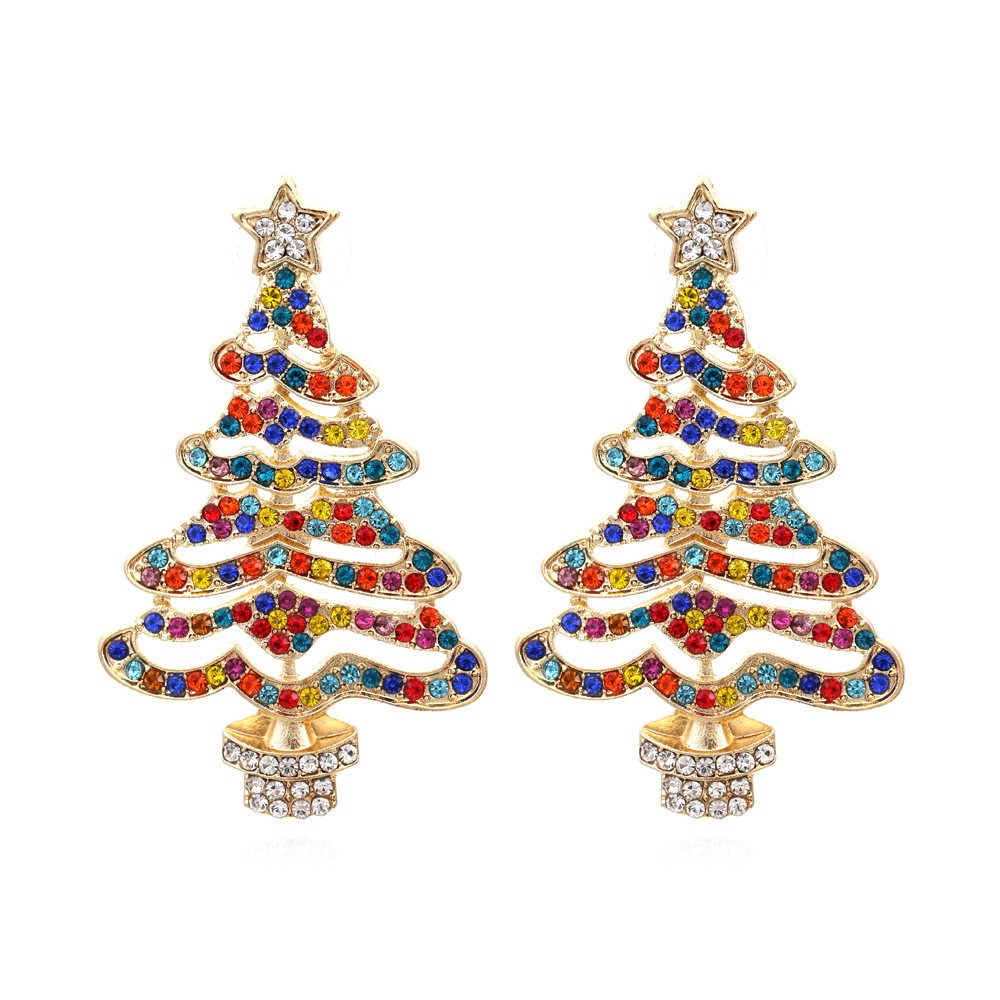 Fashion Christmas Tree Alloy Inlay Rhinestones Pearl Women's Drop Earrings 1 Pair display picture 3