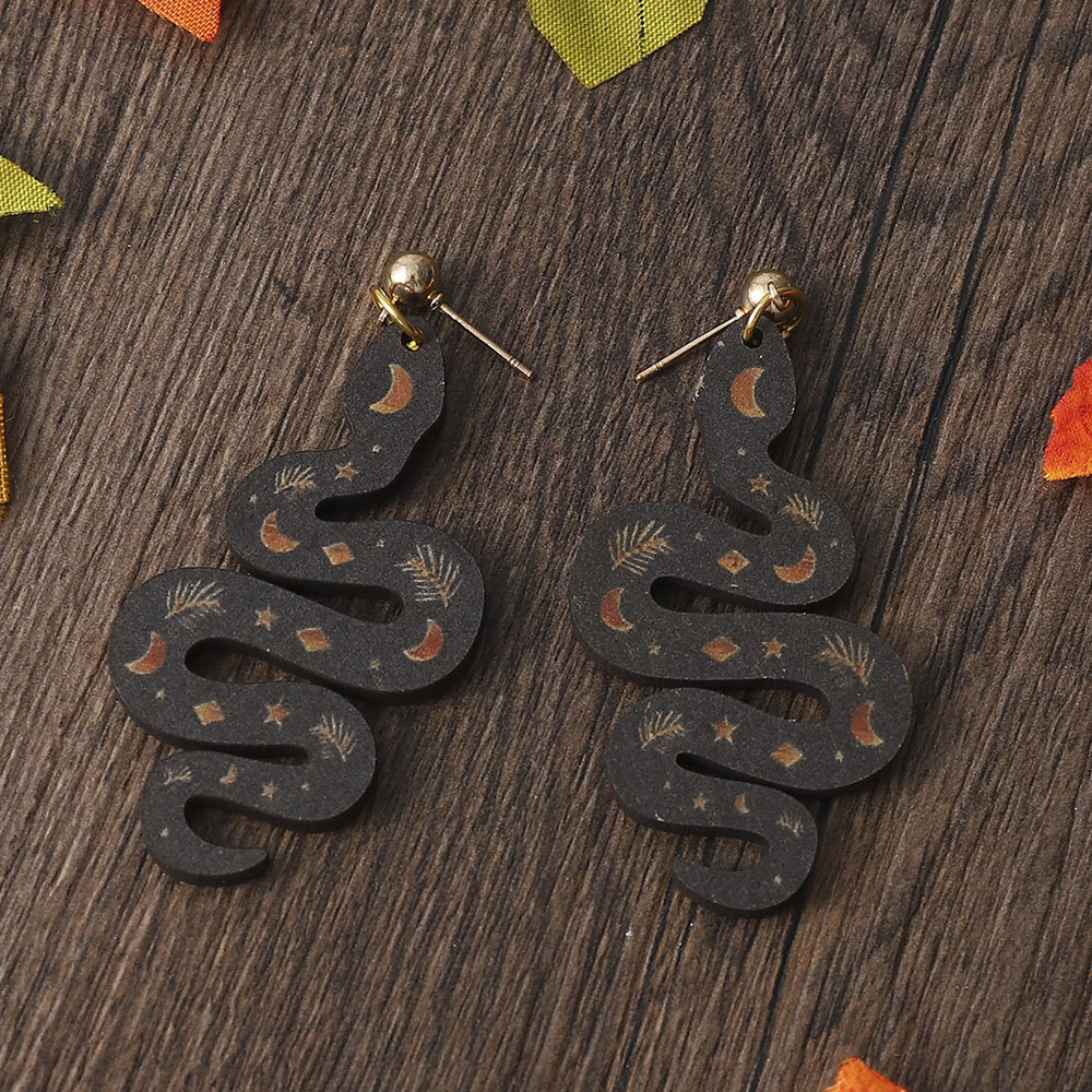 1 Par Moda Serpiente Madera Mujeres Pendientes De Gota display picture 2