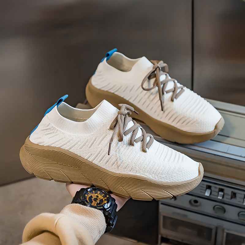 Couple's Flying Woven Shoes Breathable All-match Casual sneaker Men's Socks Shoes Platform Running Casual Shoes F8858