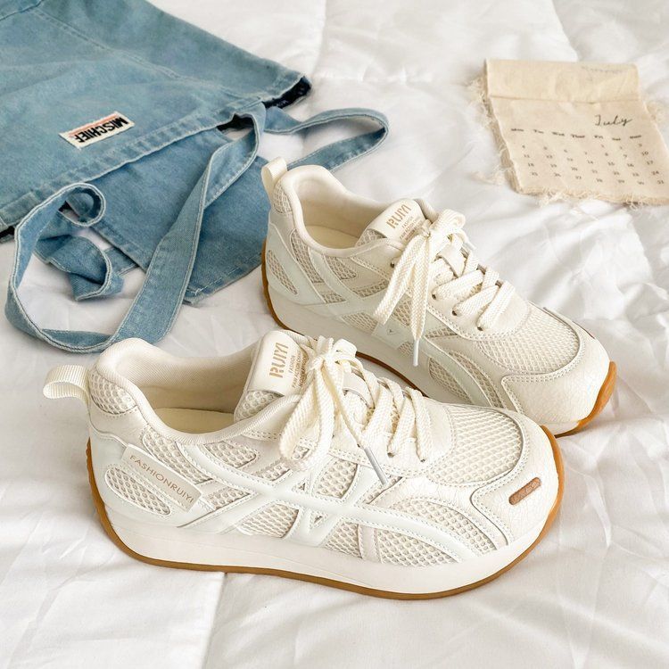 Zapatos de entrenamiento alemanes de todo fósforo de moda para mujer 2025 nuevos zapatos Forrest Gump de verano, zapatos deportivos de aumento de ocio transpirables de malla