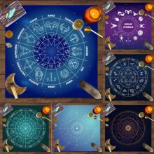 跨境塔罗牌绒布桌布十二星座曼陀罗复古桌布推牌魔法魔术桌游装饰