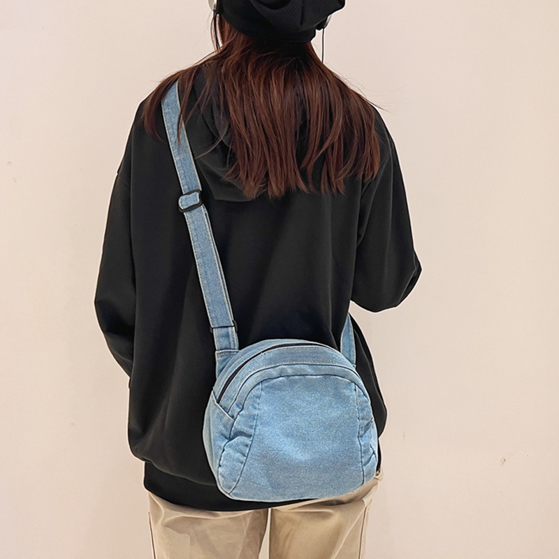 Blooming 600 Commuter All-match Blue Denim Bag Fashionable Trendy Mini Crossbody Small Bag ins New Shell Bag