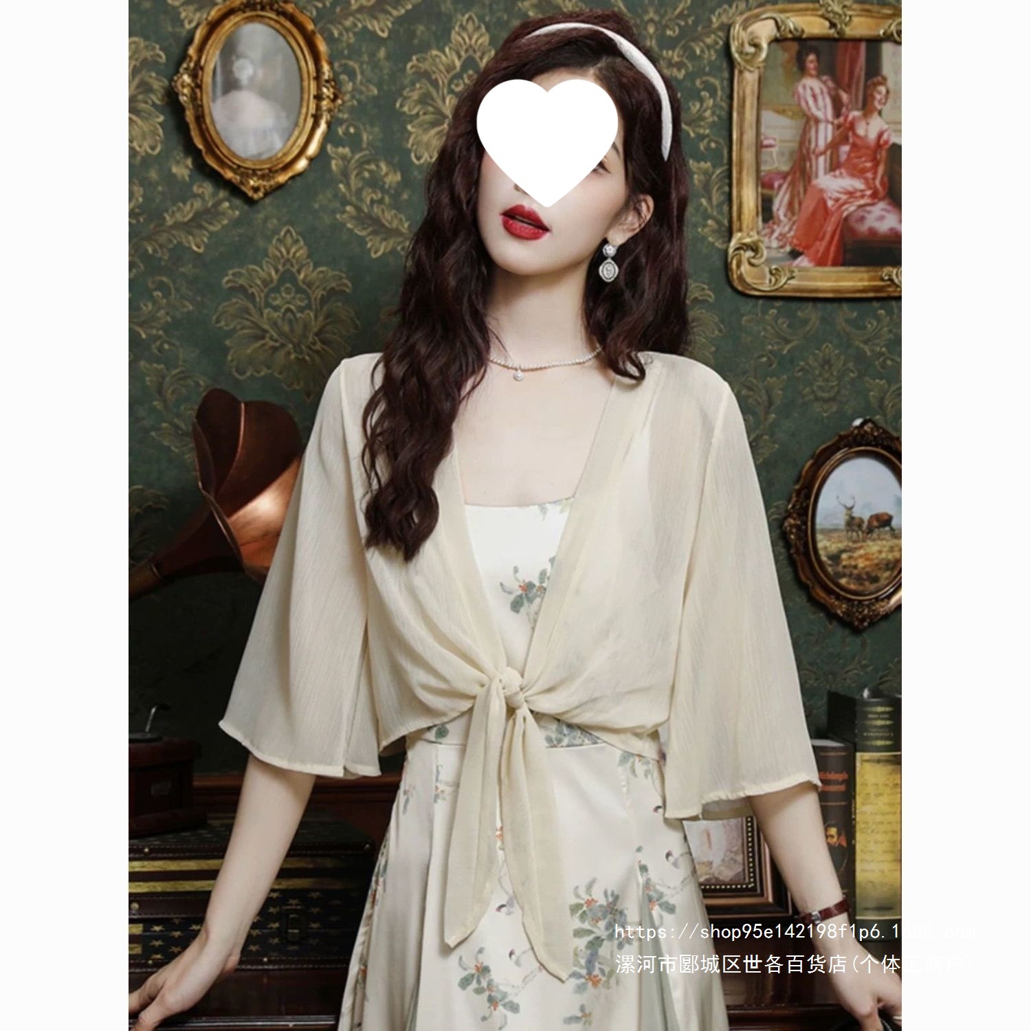 Women's summer chiffon cardigan, versatile sun protection jacket, suitable for pairing with suspender dresses, mid-sleeve cardigan, thin short coat.