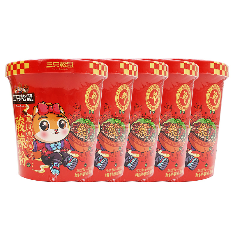 三只松鼠酸辣粉130g桶装冲泡方便速食重庆桶装便携夜宵特产包邮