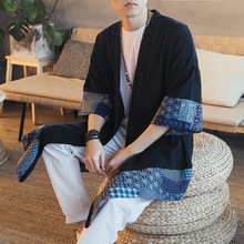 一件代发 批发2024春装中国风风衣男民族汉服男宽松大码棉麻外套