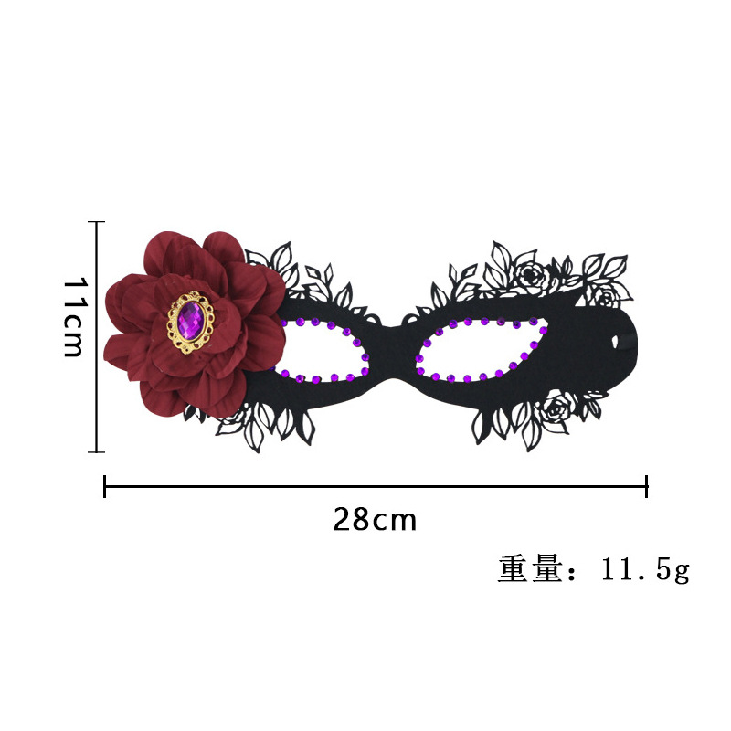 Halloween nueva máscara de diamante de flores negras accesorios femeninos máscaras de baile de baile disfraz de emoción sexy máscara de ojos