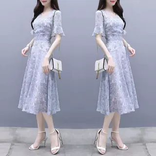 碎花冰丝连衣裙2026新款夏季仙女超仙森系收腰显瘦气质法式女神范