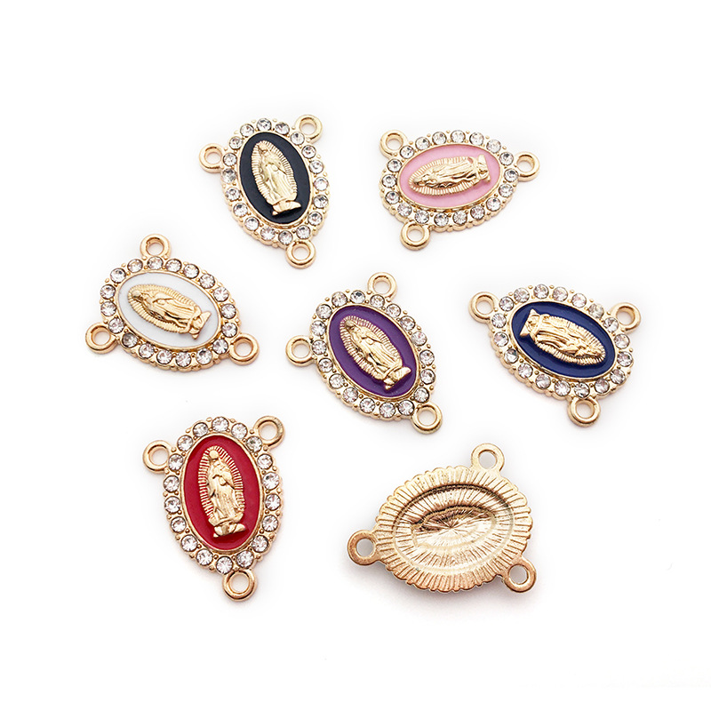 1 Piece Simple Style Human Oval Alloy Enamel Plating Inlay Connector Jewelry Accessories display picture 15