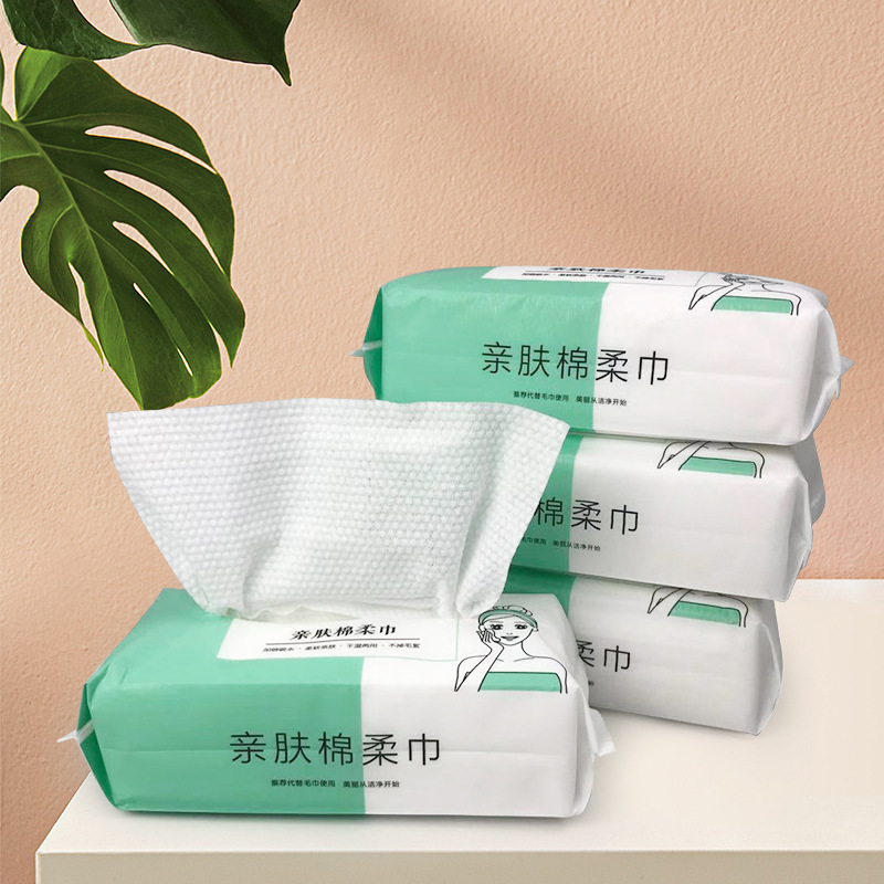 Fábrica de pelo recto algodón desechable engrosada cara Toalla de algodón suave mojado y seco de doble uso Toalla de cara extraíble en stock al por mayor