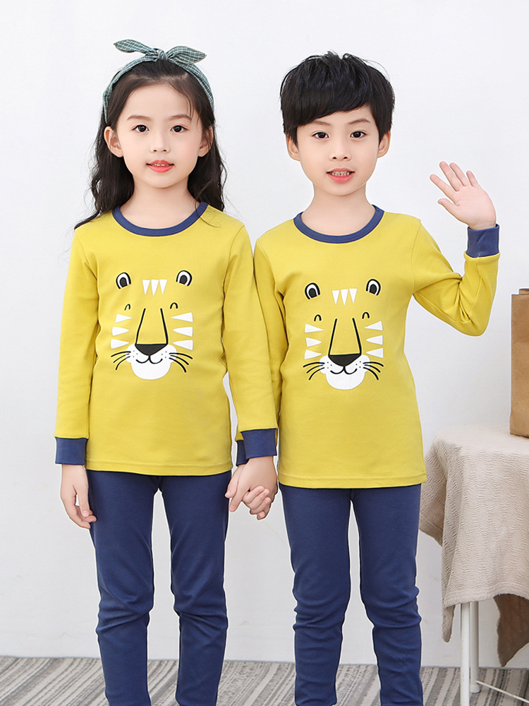 Ropa de otoño de los niños pantalones largos de algodón puro niños y niñas ropa interior traje cálido pijamas niños suéter de algodón