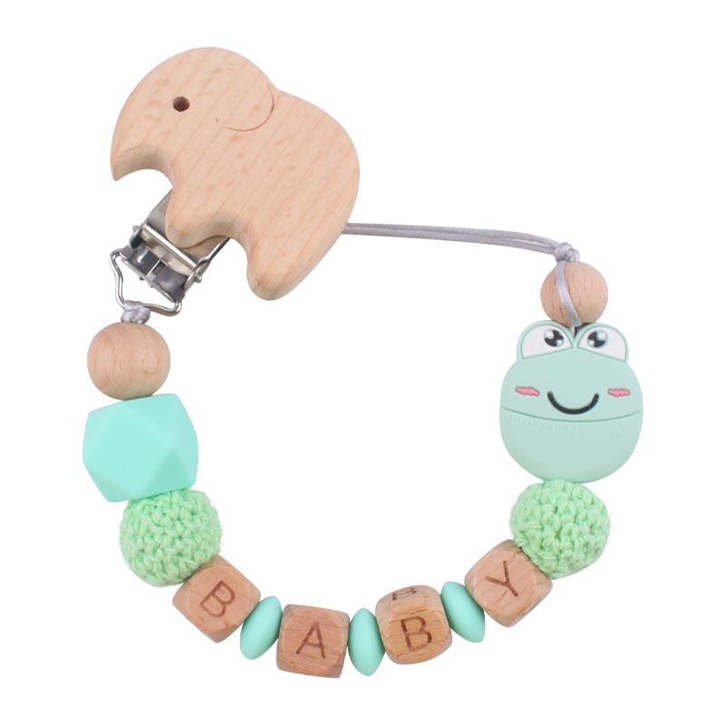 Suministros para bebés dibujos animados animal Rana pájaro mordedor chupete cadena calmante bebé mordedura molar cadena anti-caída