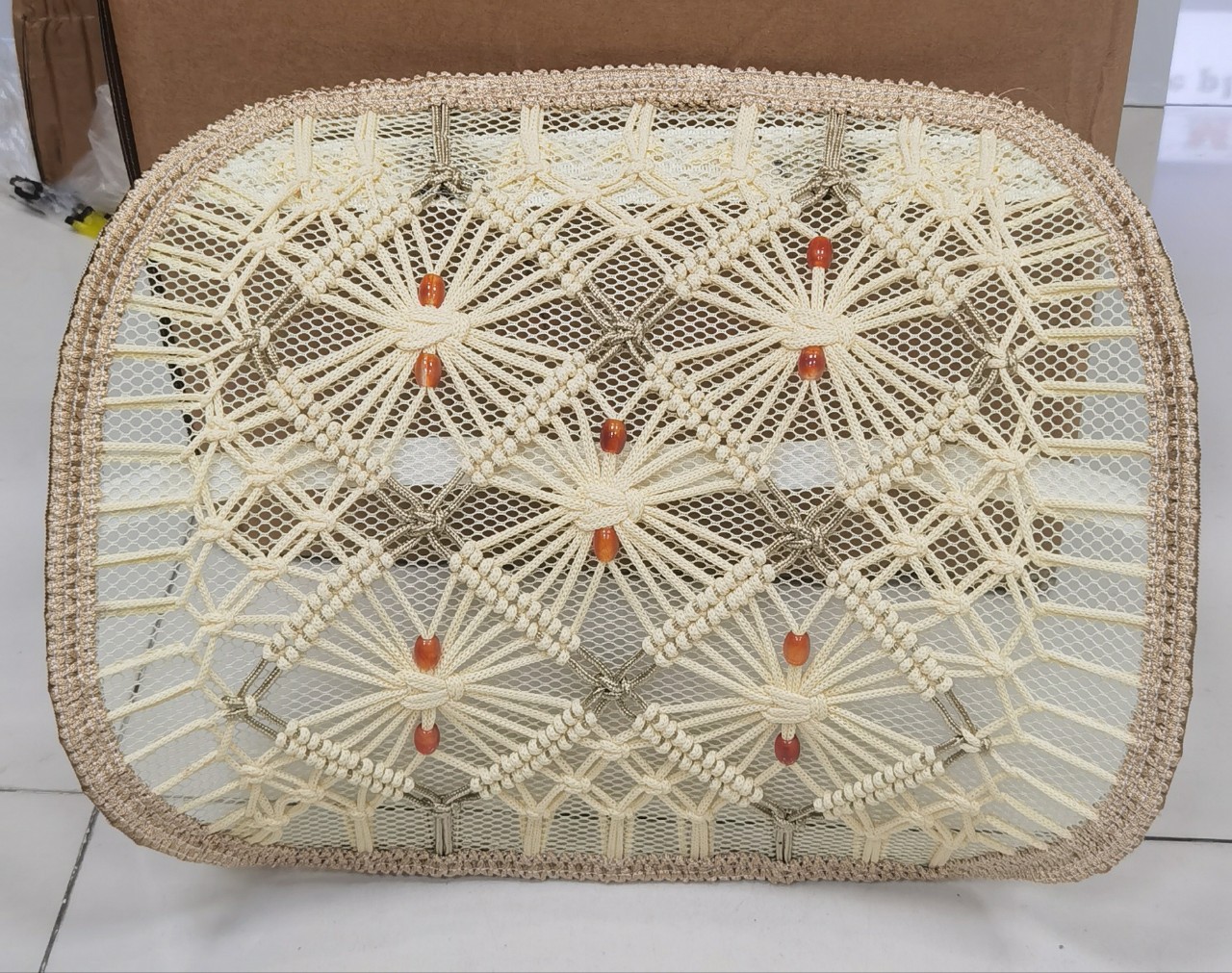 Ice Silk Hand-Woven Summer Car Lumbar Support Driver Seat Backrest Office Breathable Sweat-Absorbing Mesh Lumbar Pillow Waist Cushion