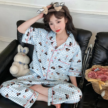 批发女童卡通睡衣套装夏款女孩甜美公主家居服短袖长裤三件套外穿