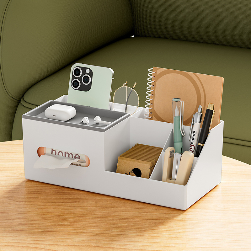 Caja de toallas de papel del dormitorio de la Sala de estar familiar Caja multifuncional de almacenamiento de escombros de color crema caja de acabado cosmético caja de almacenamiento de artefactos