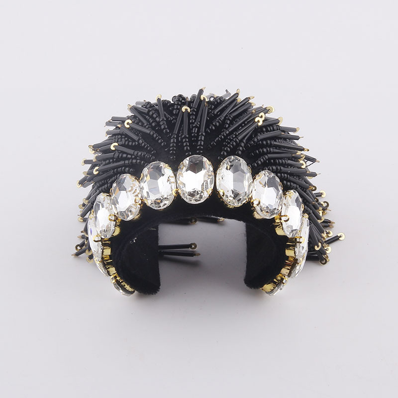 Baroque diamond-studded gemstone beads tassel bracelet