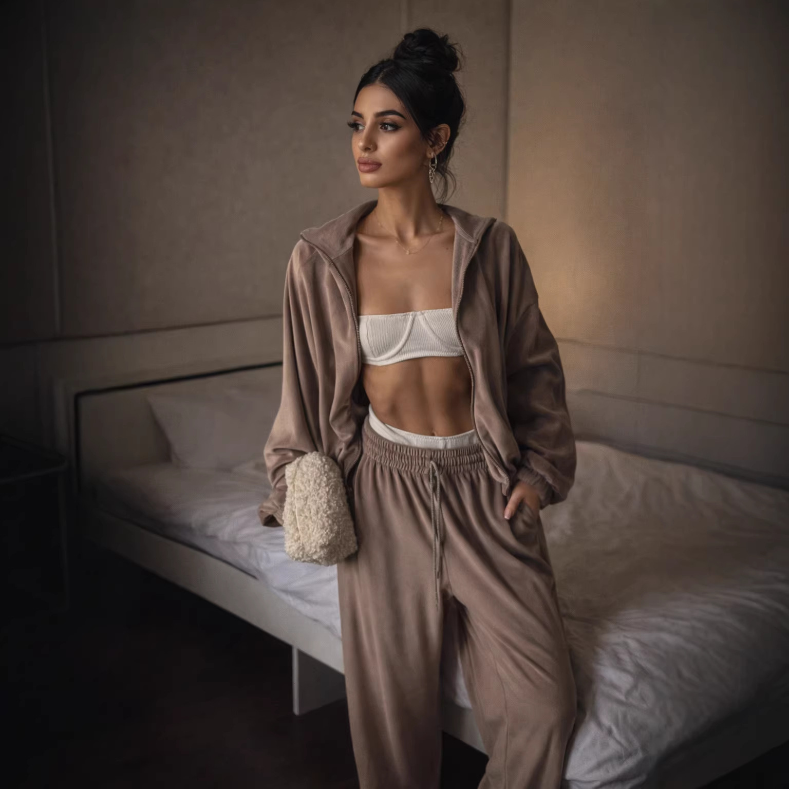 Women's Clothing Women's Casual Suit Set Style Solid Color Long Sleeved Zip Up Cardigan Jacket Sweatpants Two Piece_ecoleips.com
