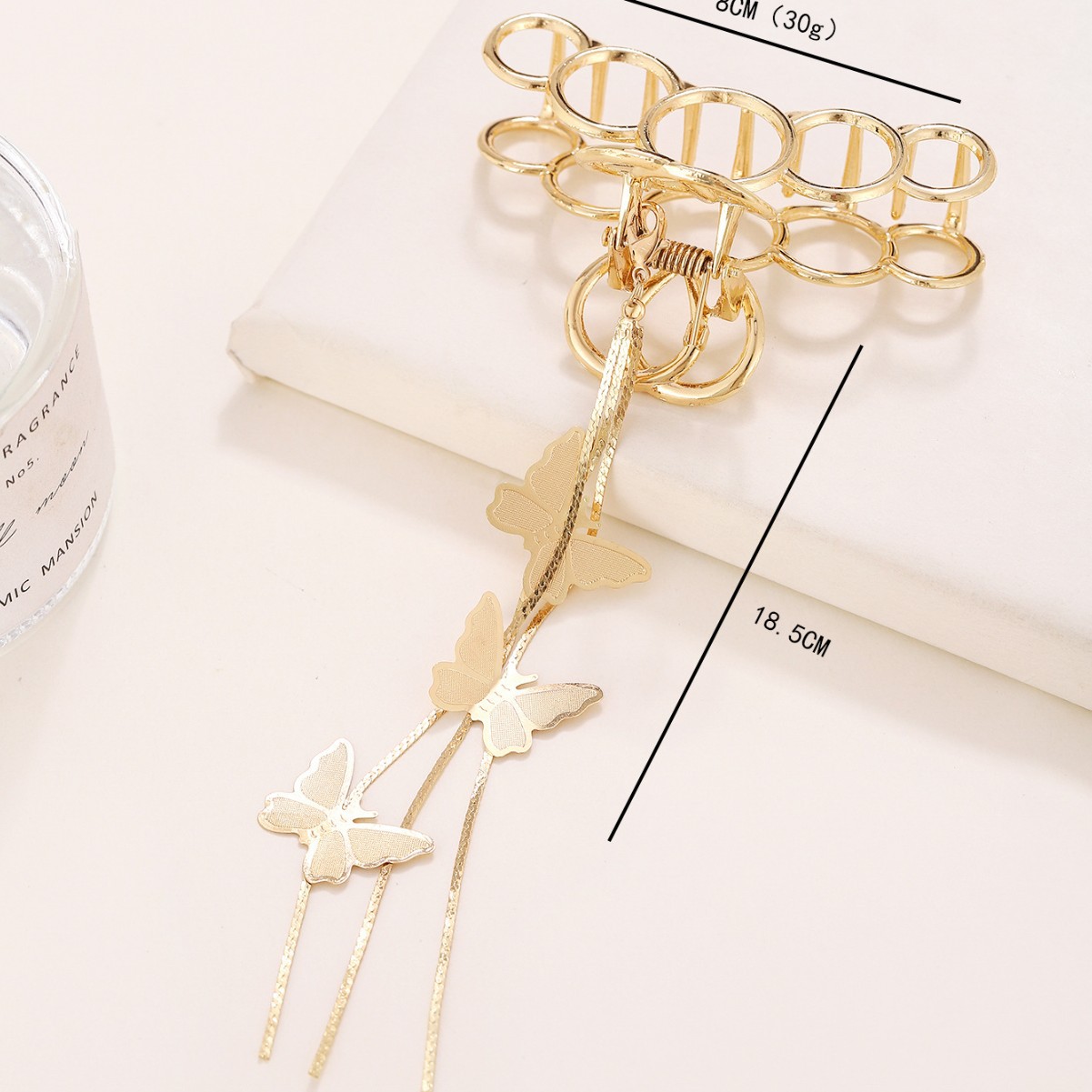 Estilo coreano metal moda hueco clip mariposa horquilla borla colgante tiburón clip hueco espalda Cabeza accesorios para el cabello para las mujeres