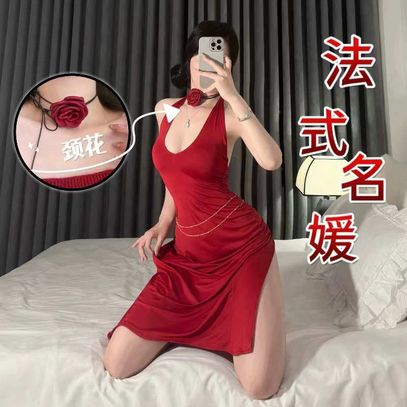 Цяо Дяо Фа Дама Глубокое V Платье с бедрами