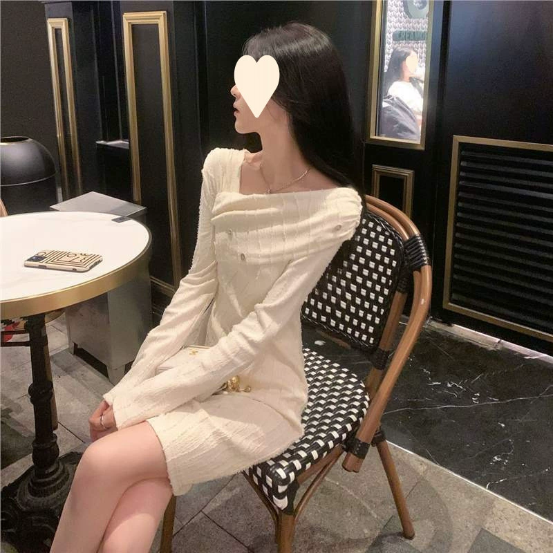 Платье деми-сезонное для подростков, французский стиль Chanel-style, твидовый вид, с длинными рукавами