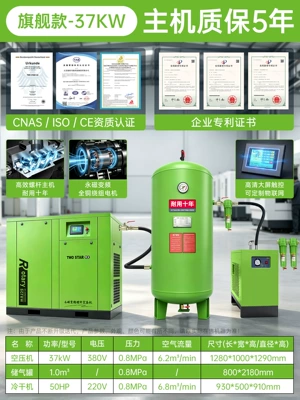Hava kompressorları – set of air compressor 380v - 37kw-permanent-magnet-variable-frequency-air-compressor-1-cubic-gas-storage-tank-cold-dryer-flagship