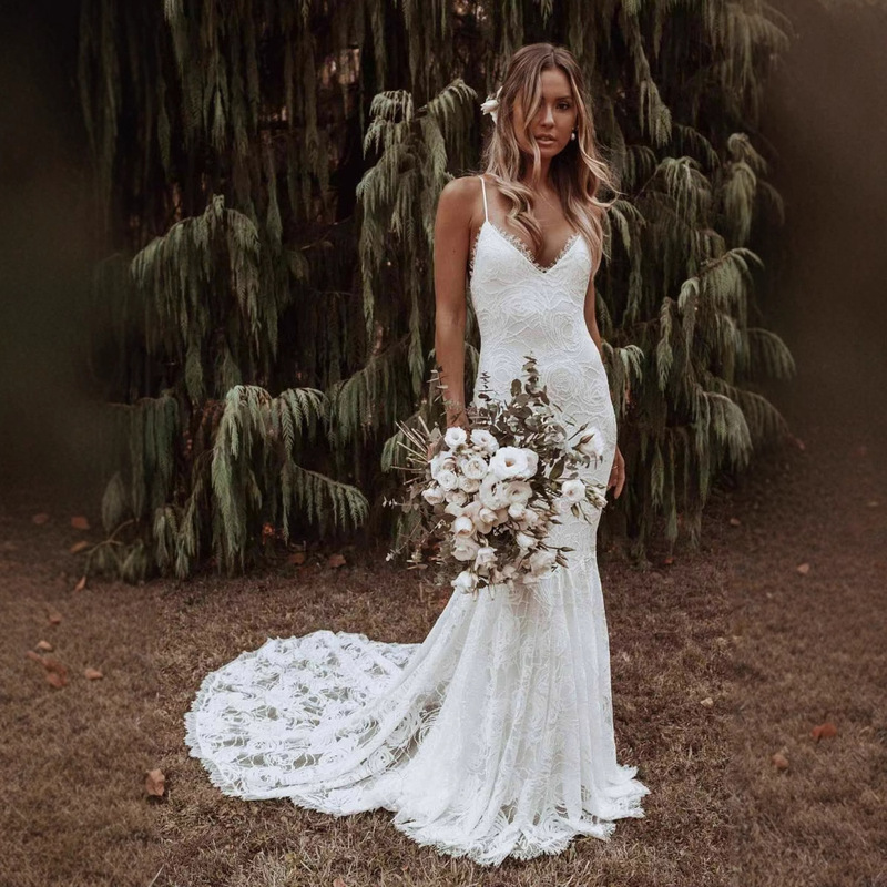 2025 New Summer Sling Wedding Dress Sexy Backless Beach Photography Wedding Dress Banquet Temperament Evening Dress 2025 New Summer Sling Wedding Dress Sexy Backless Beach Photography Wedding Dress Banquet Temperament Evening Dress