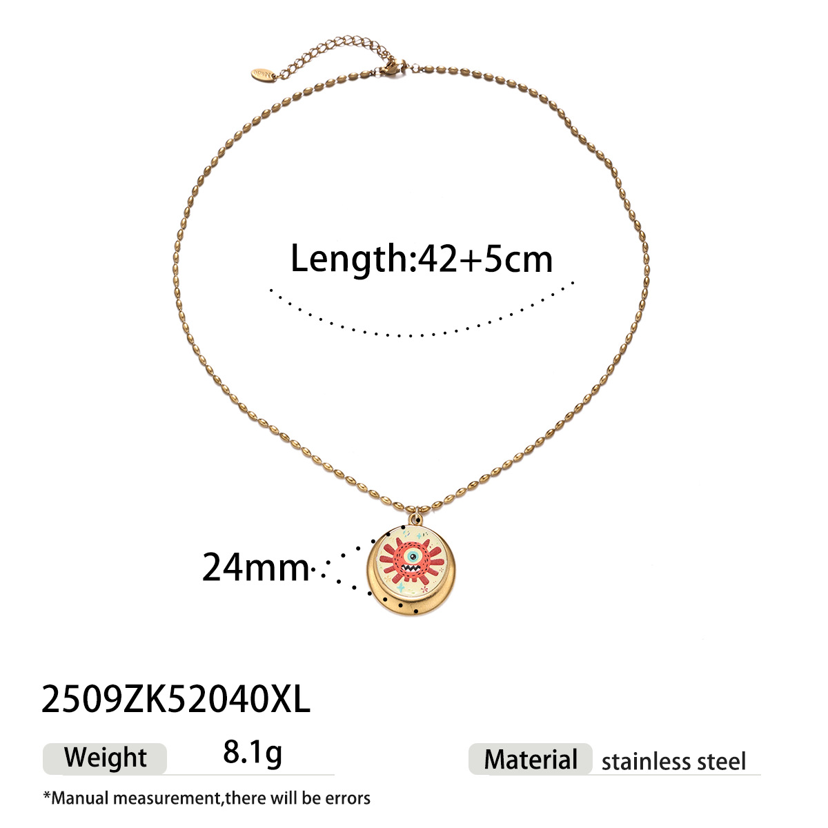 Collar de acero inoxidable para mujeres no se desvanece colgante de monstruo cadena de clavícula ligera lujo transfronterizo joyería caliente