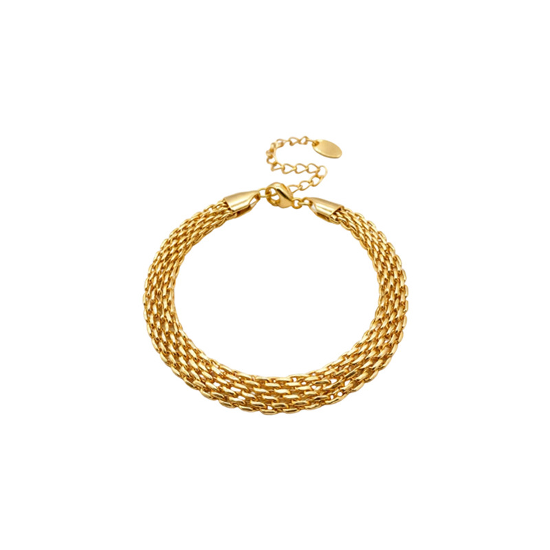 18k oro real chapada pulsera ligera de lujo nicho pulsera de alta sensación de personalidad simple moda joyas de mano mujer image 6