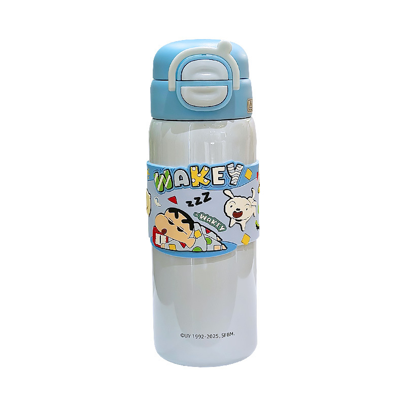 Crayón pequeño nuevo co-marcado taza de aislamiento para niños encantador taza de bebida doble taza de agua portátil de alto valor de la cara de los estudiantes taza de paja