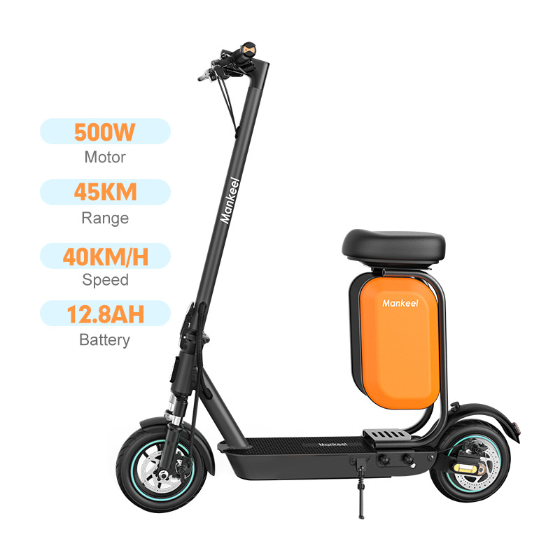 Nuevo scooter eléctrico Manke MK086 con intermitentes izquierdo y derecho, amortiguadores delanteros y traseros, 500W, scooter con batería de ultra larga duración