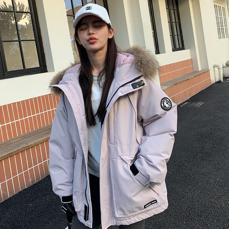新国标90绒工装派克服羽绒服女中长款小个子加厚外套2025真貉子毛|undefined