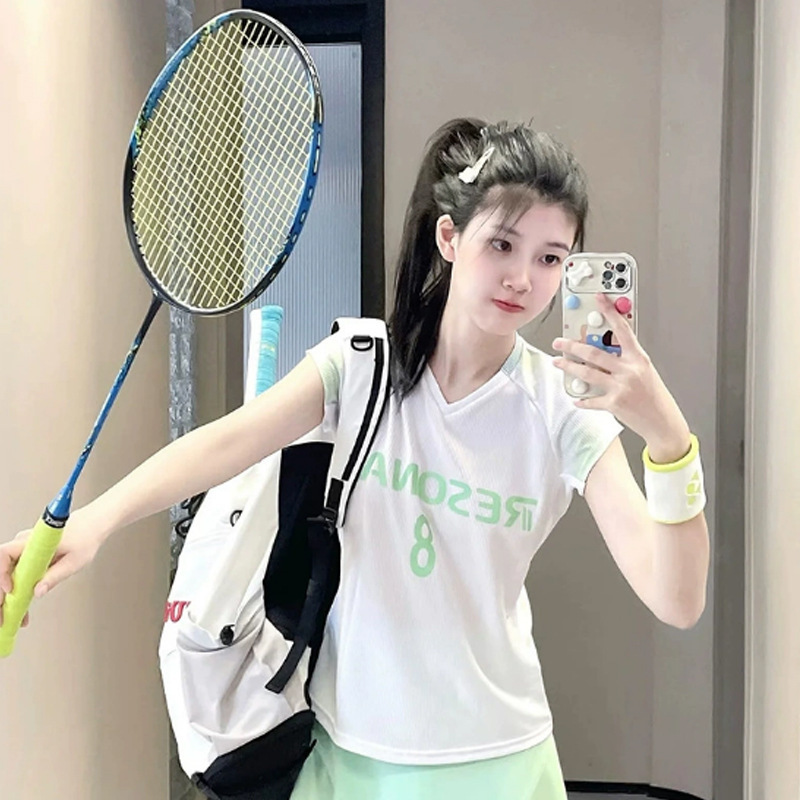 2025新款田口真彩新款羽毛球服女飞袖吸汗速干透气印字JP版大赛服|undefined