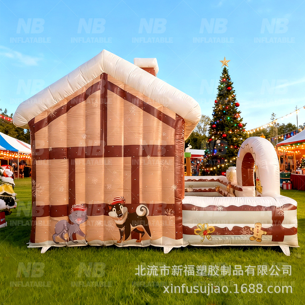 Gran casa de Navidad inflable con Lollipop decoración de patio exterior atmósfera de fiesta de Navidad exposición de eventos