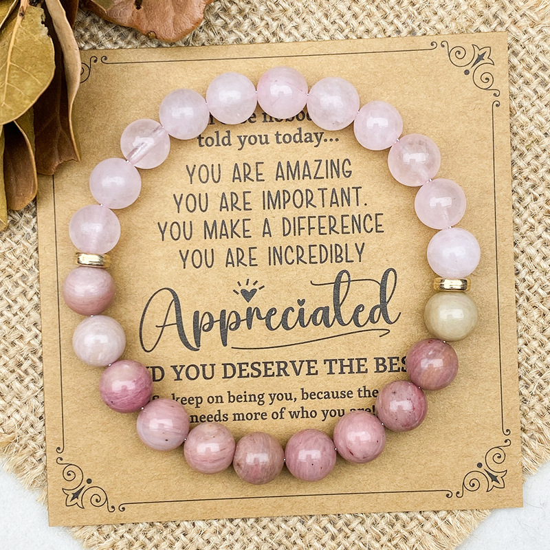 Temu Xiyin Tk Cross-Border Popular Bracelet Natural Red Wood Grain Stone Powder Crystal Attracts Romantic Charm and Long-Lasting Relationship