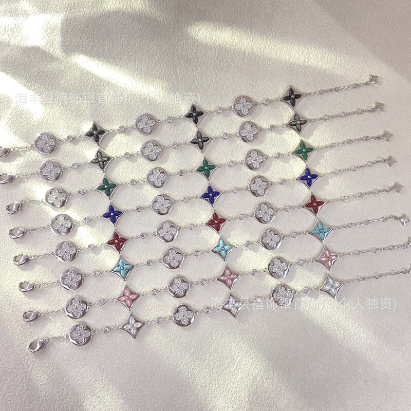 Lujia's new product V Gold high-end version six-flower bracelet with four-leaf clover and mother-of-pearl inlay, light luxury versatile design, wholesale from manufacturer Lujia's new product V Gold high-end version six-flower bracelet with four-leaf clover and mother-of-pearl inlay, light luxury versatile design, wholesale from manufacturer