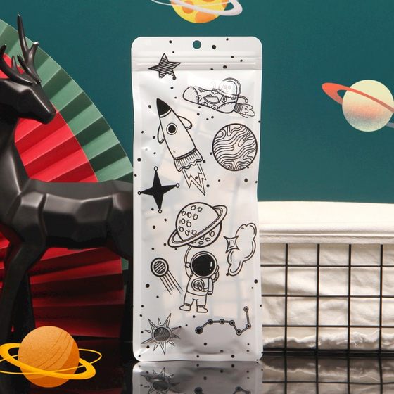 Spaceman boat Socks packing bag high socks insole belt ziplock bag tie hair band pantyhose dance socks transparent bag