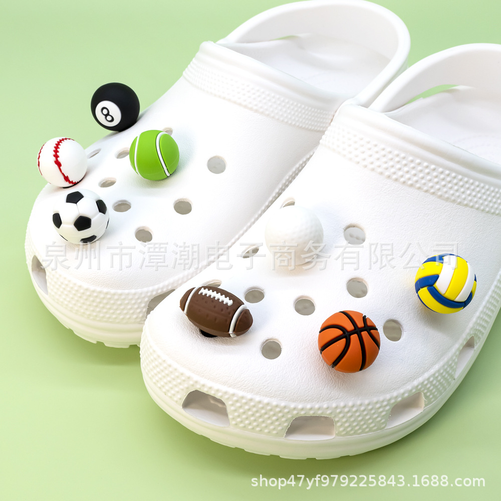 Cross-Border 3D Stereo Rugby Softball Basketball Football Volleyball Shape Hole Shoe Flower 3D Ball Garden Shoe Shoe Buckle