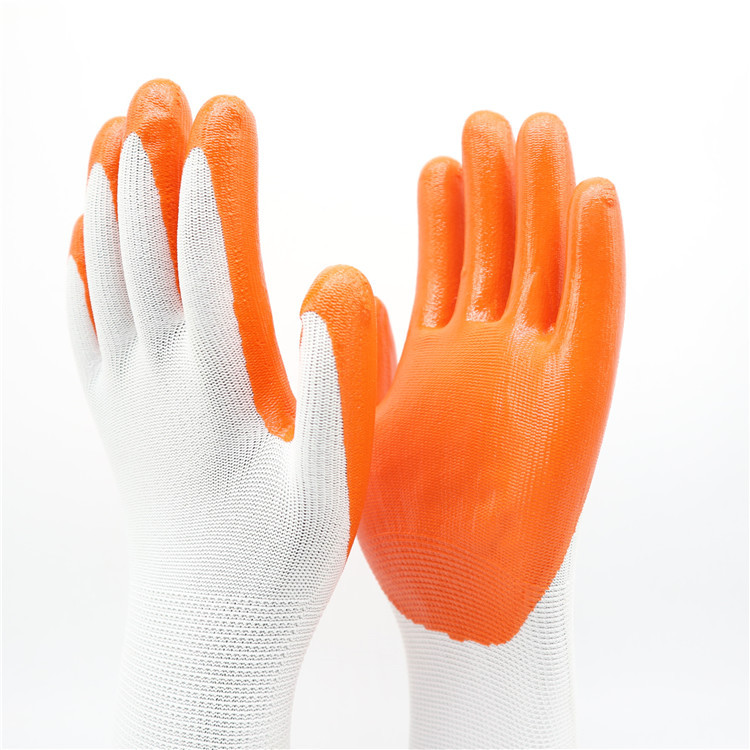 13针涤纶尼龙掌浸丁腈光面浸胶劳保手套花园工作手套
