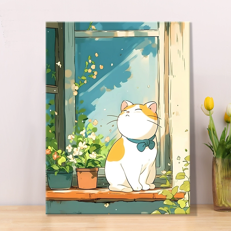 ✅Фуци Fat Cat Diy цифровая масляная живопись 2025 новый стиль чтобы снять стресс тело вручную рисование раскраска самостоятельно
