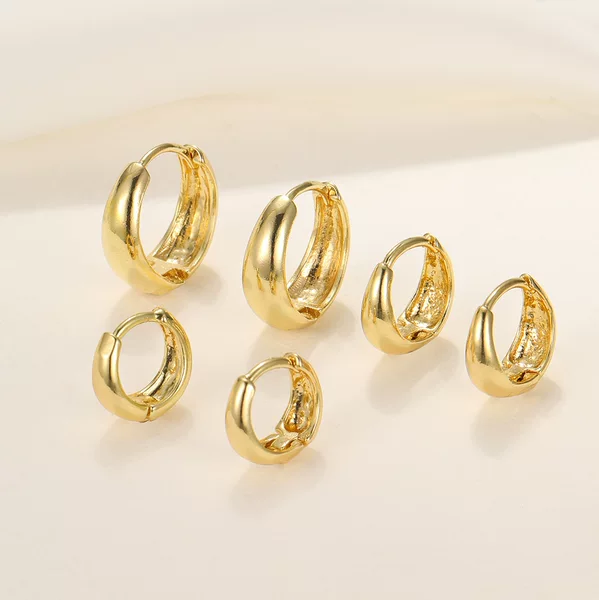 European and American cross-border new geometric copper earrings personalized golden earrings simple retro earrings suit 6-piece set