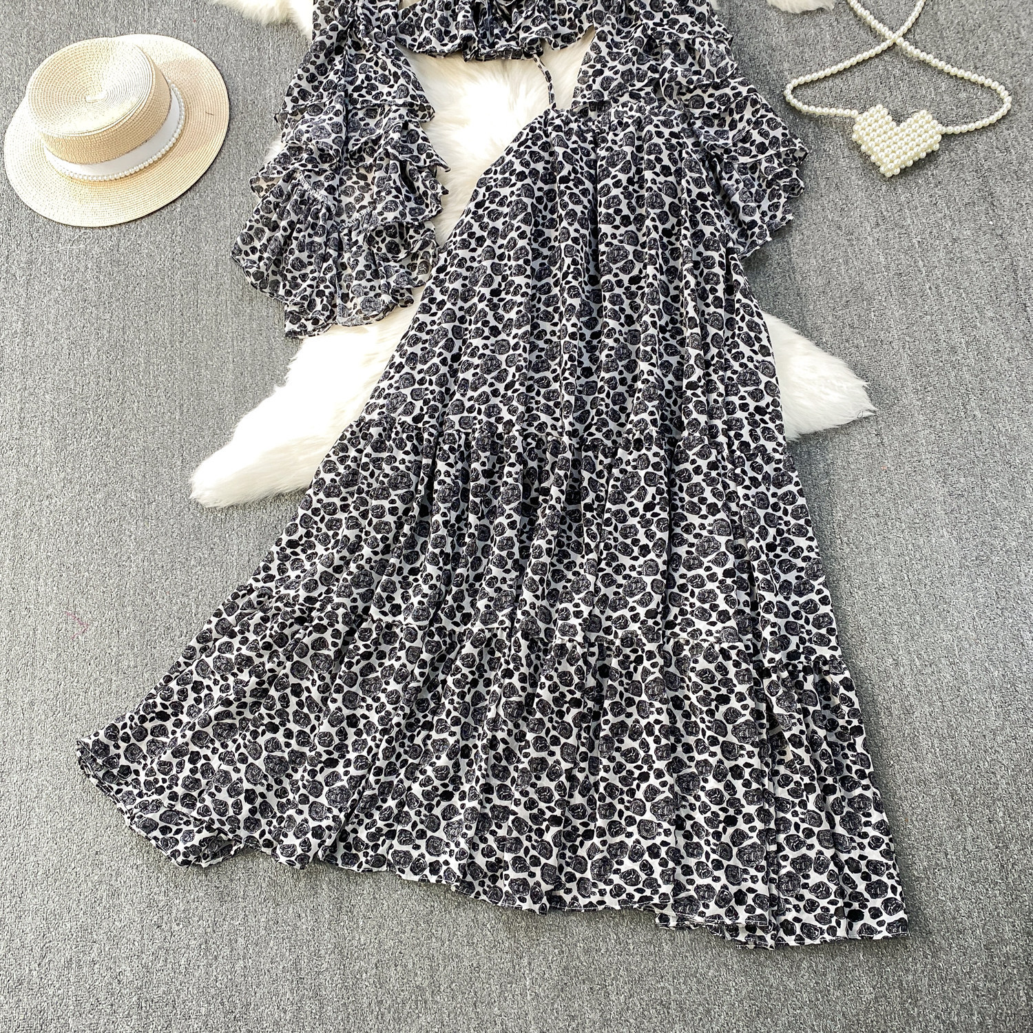 Damen Bluse Und Rock Set Mit Blumenmuster Und Hohem Bund_voghion.com