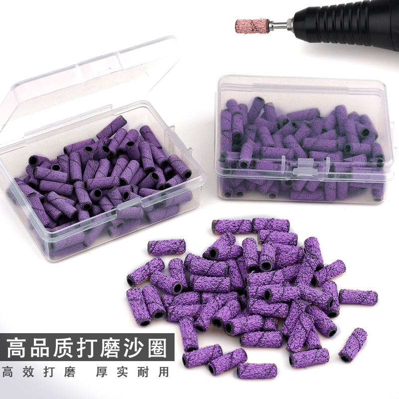 Transfronterizo 3mm manicuras pequeño anillo de arena tallado molienda de uñas para eliminar la piel muerta pretratamiento mini pulido anillo de arena púrpura pequeño