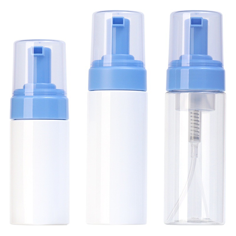 Xumin embalaje 100mL botella de mousse blanco 150ml bomba de espuma azul mate cabeza prensa botella de espuma transparente